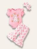 Easter Multicolor Bunny Print Romper Set