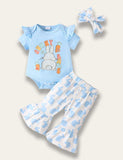 Easter Multicolor Bunny Print Romper Set - Bebehanna