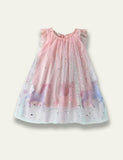 Starry Unicorn Printed Tulle Princess Party Dress