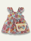 Flower Printed Sleeveless Dress+Floral Bow Bag - Bebehanna