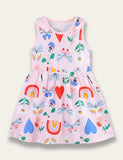 Sleeveless Cartoon Print Dress - Bebehanna