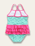 Ruffled Flamingo Print Swimsuit - Bebehanna