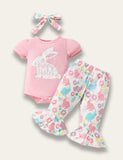 Easter Cute Short Sleeve Rabbit Romper Set