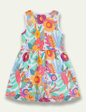 Flower Printed Sleeveless Dress - Bebehanna