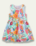 Flower Printed Sleeveless Dress - Bebehanna