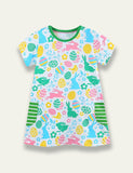 Cartoon Printed Pocket Princess Dress