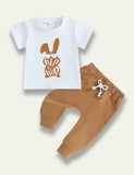 Easter Bunny Printed Short Sleeve T-shirt+Pants