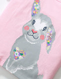 Cartoon Bunny Printed Crew Neck T-shirt