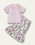 Easter Short Sleeve Bow Bunny T-Shirt+Flared Pants - Bebehanna