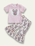 Easter Short Sleeve Bow Bunny T-Shirt+Flared Pants - Bebehanna