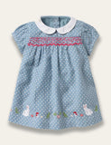 Lovely Polka Dot Bunny Appliqué Dress