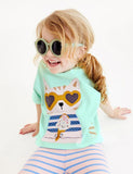 Cartoon Cat Appliqué T-shirt