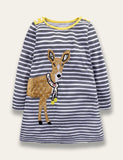 Animal Appliqué Stripe Dress - Bebehanna