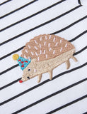 Striped Hedgehog Embroidered T-Shirt - Mini Taylor