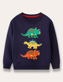 Cartoon Dinosaur Embroidered Sweatshirt - Mini Taylor