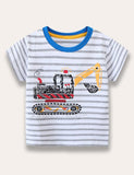 Excavator Striped T-Shirt - Mini Taylor