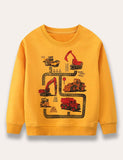 Engineering Vehicle Map Printed Sweatshirt - Mini Taylor