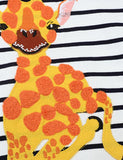 Cartoon Giraffe Appliqué Striped Sweatshirt