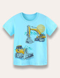 Cartoon Excavator Printed T-Shirt - Mini Taylor