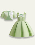 Pleated Solid Color Party Dress Set