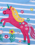 Unicorn Appliqué Striped Dress