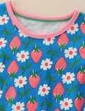 Strawberry Printed Striped Dress