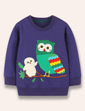 Cartoon Owl Appliqué Sweatshirt