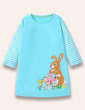 Rabbit Appliqué Long Sleeve Dress