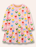 Colorful Tulip Printed Dress