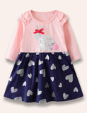 Sequined Bunny Heart Dotted Dress