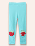 Cute Strawberry Appliqué Leggings