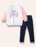 Unicorn Printed Sweatshirt Set