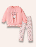 Cute Bear Printed Sweatshirt Set