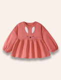 Rabbit Embroidered Sweatshirt Dress Set