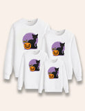 Halloween Black Cat Pumpkin Printed Family Matching Sweatshirt