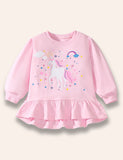 Unicorn Printed Skirt Sweatshirt Set