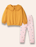 Solid Color Collar Sweatshirt Set