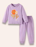 Cute Flower Printed Sweatshirt Set