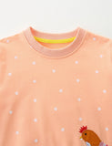 Cute Hen Chicken Appliqué Sweatshirt