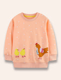 Cute Hen Chicken Appliqué Sweatshirt