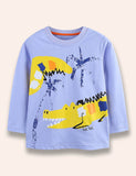 Cartoon Crocodile Printed Long Sleeve T-Shirt