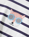 Fox Appliqué Striped Hooded Sweatshirt Set