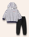 Fox Appliqué Striped Hooded Sweatshirt Set