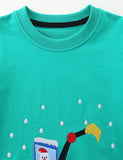 Christmas Santa Claus Excavator Appliqué Sweatshirt