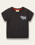 Black Hippopotamus Print T-shirt - Bebehanna