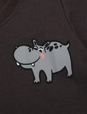 Black Hippopotamus Print T-shirt - Bebehanna