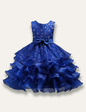 Bowtie Fluffy Studded Sequin Princess Party Dress - Bebehanna