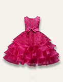 Bowtie Fluffy Studded Sequin Princess Party Dress - Bebehanna