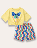 Cute Butterfly Printed T-shirt Set - Bebehanna