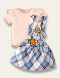 Cute Easter Bunny Appliqué Romper Set